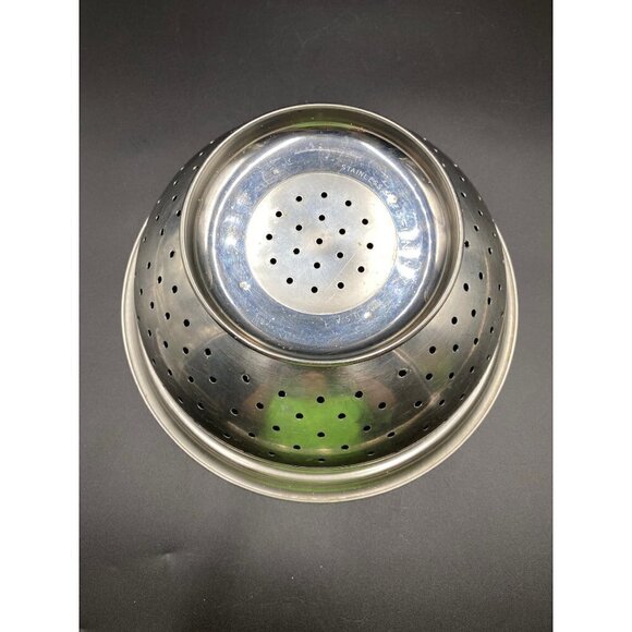 Vtg EKCO Flint Stainless Steel Colander Strainer10.5" Pedestal Base USA - Picture 3 of 5